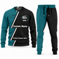 EMS Diagonal Stripe sweater and jogger combo, teal view with name and company artwork