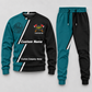 Firefighter Diagonal Stripe sweater and jogger combo, hero view with name and company artwork