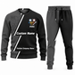 HVAC Diagonal Stripe sweater and jogger combo, charcoal view with name and company artwork