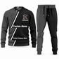 Ironworker Diagonal Stripe sweater and jogger combo, charcoal view with name and company artwork