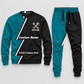 Mechanic Diagonal Stripe sweater and jogger combo, hero view with name and company artwork