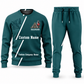 Railroader Diagonal Stripe sweater and jogger combo, teal view with name and company artwork