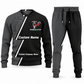 Sprinkler Fitter Diagonal Stripe sweater and jogger combo, charcoal view with name and company artwork