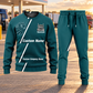 Trucker Diagonal Stripe sweater and jogger combo, hero view with name and company artwork