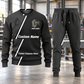 Welder Diagonal Stripe sweater and jogger combo, hero view with name and company artwork