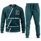 Welder Diagonal Stripe sweater and jogger combo, teal view with name and company artwork