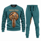 Carpenter Central Emblem sweater and jogger combo, teal view with name and company artwork