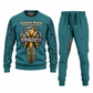 Electrician Central Emblem sweater and jogger combo, teal view with name and company artwork