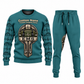 EMS Central Emblem sweater and jogger combo, teal view with name and company artwork
