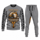 Excavator Operator Central Emblem sweater and jogger combo, gray view with name and company artwork