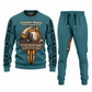 Excavator Operator Central Emblem sweater and jogger combo, teal view with name and company artwork