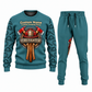 Firefighter Central Emblem sweater and jogger combo, teal view with name and company artwork