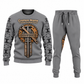 Ironworker Central Emblem sweater and jogger combo, gray view with name and company artwork