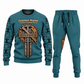 Ironworker Central Emblem sweater and jogger combo, teal view with name and company artwork