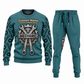 Mechanic Central Emblem sweater and jogger combo, teal view with name and company artwork