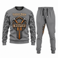 Roofer Central Emblem sweater and jogger combo, gray view with name and company artwork