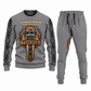Trucker Central Emblem sweater and jogger combo, gray view with name and company artwork