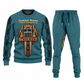 Trucker Central Emblem sweater and jogger combo, teal view with name and company artwork