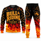 Bull Riding Flame Emblem sweater and jogger combo, typography view with name and Since 2005 artwork