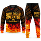 Bulldozer Operator Flame Emblem sweater and jogger combo, typography view with name and company artwork