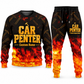 Carpenter Flame Emblem sweater and jogger combo, typography view with name and company artwork