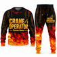 Crane Operator Flame Emblem sweater and jogger combo, typography view with name and company artwork