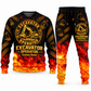 Excavator Operator Flame Emblem sweater and jogger combo, emblem view with name and company artwork