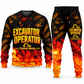 Excavator Operator Flame Emblem sweater and jogger combo, typography view with name and company artwork
