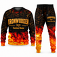 Ironworker Flame Emblem sweater and jogger combo, typography view with name and company artwork