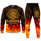 Logger Flame Emblem sweater and jogger combo, emblem view with name and company artwork