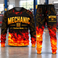 Mechanic Flame Emblem sweater and jogger combo, hero view with name and company artwork