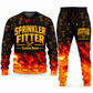 Sprinkler Fitter Flame Emblem sweater and jogger combo, typography view with name and company artwork