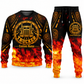 Trucker Flame Emblem sweater and jogger combo, emblem view with name and company artwork
