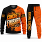 Concrete Finisher Vertical Split sweater and jogger combo, typography view with name and company artwork