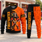 Firefighter Vertical Split sweater and jogger combo, hero view with name and company artwork