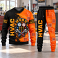 HVAC Vertical Split sweater and jogger combo, hero view with name and company artwork