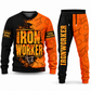 Ironworker Vertical Split sweater and jogger combo, typography view with name and company artwork
