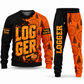 Logger Vertical Split sweater and jogger combo, typography view with name and company artwork