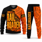 Railroader Vertical Split sweater and jogger combo, typography view with name and company artwork
