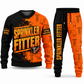 Sprinkler Fitter Vertical Split sweater and jogger combo, typography view with name and company artwork