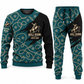Bull Riding Diagonal Brush sweater and jogger combo, teal view with name and Since 2005 artwork