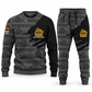 Bulldozer Operator Diagonal Brush sweater and jogger combo, charcoal view with name and company artwork
