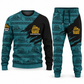 Bulldozer Operator Diagonal Brush sweater and jogger combo, teal view with name and company artwork
