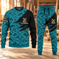 Carpenter Diagonal Brush sweater and jogger combo in teal with personalized name and company artwork