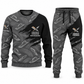 Concrete Finisher Diagonal Brush sweater and jogger combo, charcoal view with name and company artwork