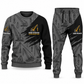 Crane Operator Diagonal Brush sweater and jogger combo, charcoal view with name and company artwork