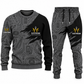 Electrician Diagonal Brush sweater and jogger combo, charcoal view with name and company artwork