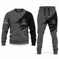 EMS Diagonal Brush sweater and jogger combo, charcoal view with name and company artwork