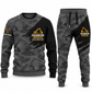 Excavator Operator Diagonal Brush sweater and jogger combo, charcoal view with name and company artwork