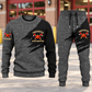 Firefighter Diagonal Brush sweater and jogger combo, hero view with name and company artwork